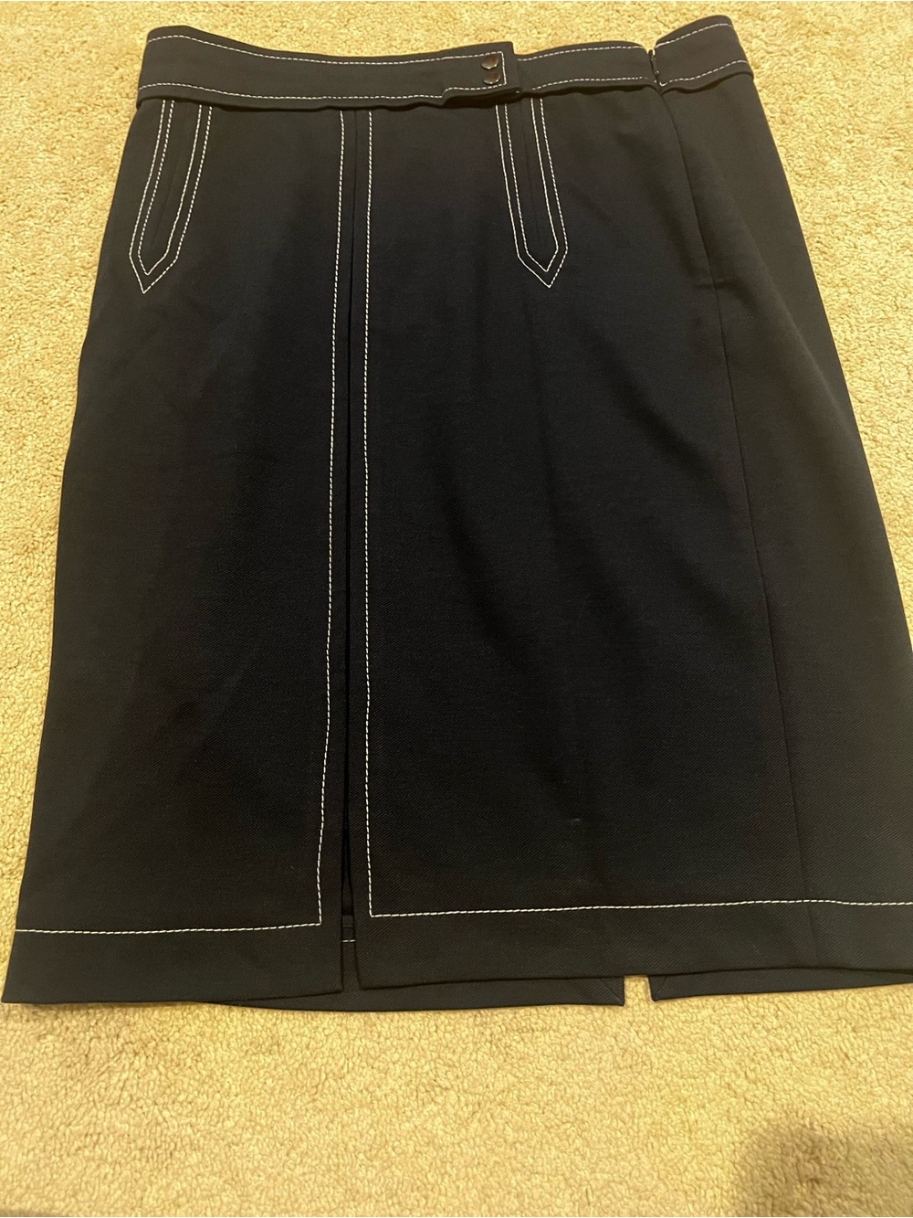 Banana Republic Blue denim Pencil Skirt with White Topstitching